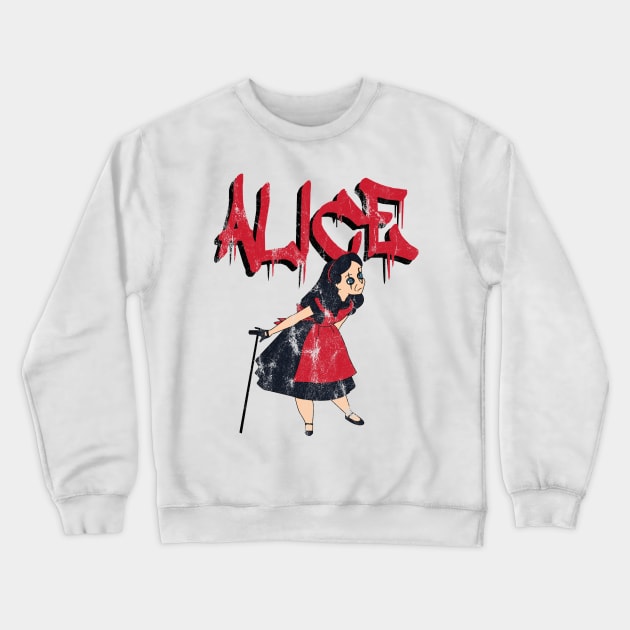 Alice In Wonderland Vs Alice Cooper Crewneck Sweatshirt by BasicBeach